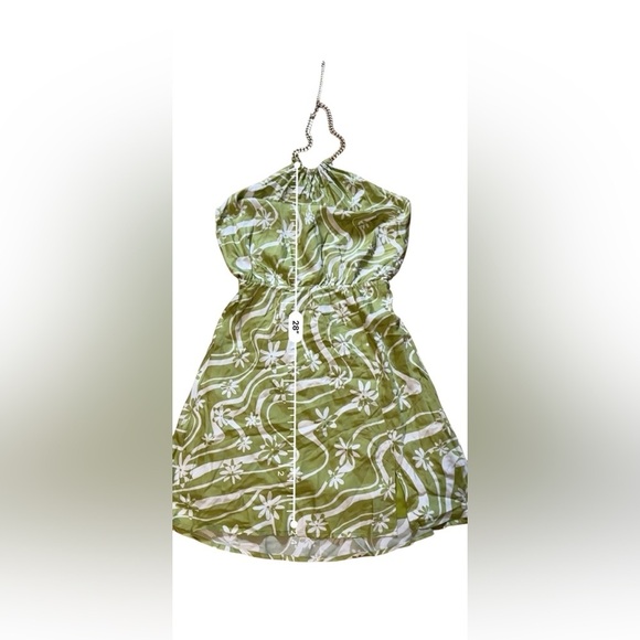 ASTR the label Women's Quinta Dress Celery Green Floral Halter Necklace Small - Picture 11 of 12